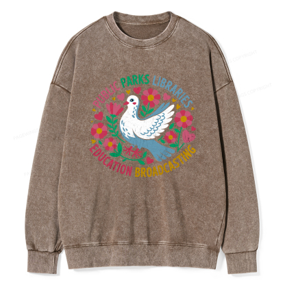 Pagewings Public Parks Libraries Education Broadcasting Unisex Washed Sweatshirt