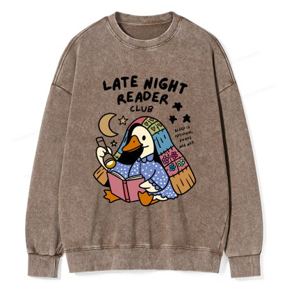 Pagewings Late Night Reader Club Unisex Washed Sweatshirt