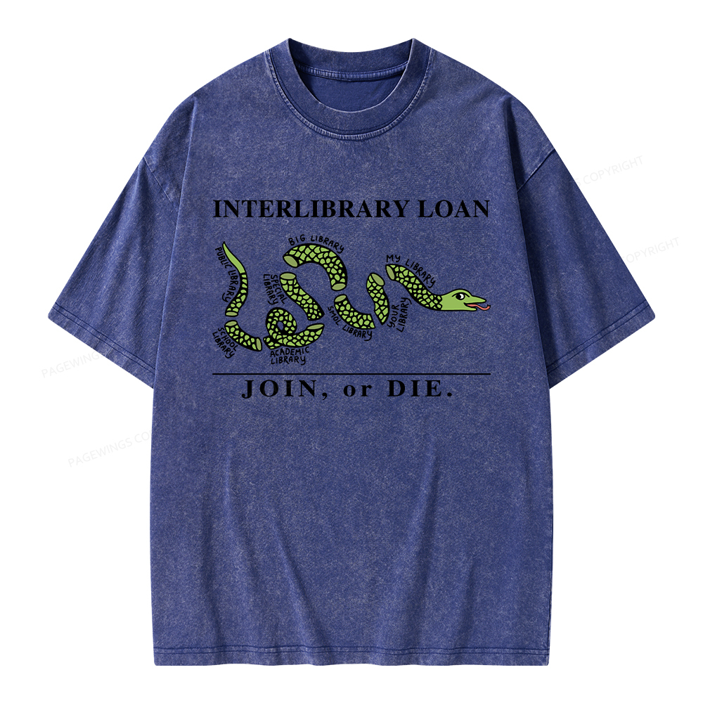 Pagewings Interlibrary Loan Unisex Washed T-shirt