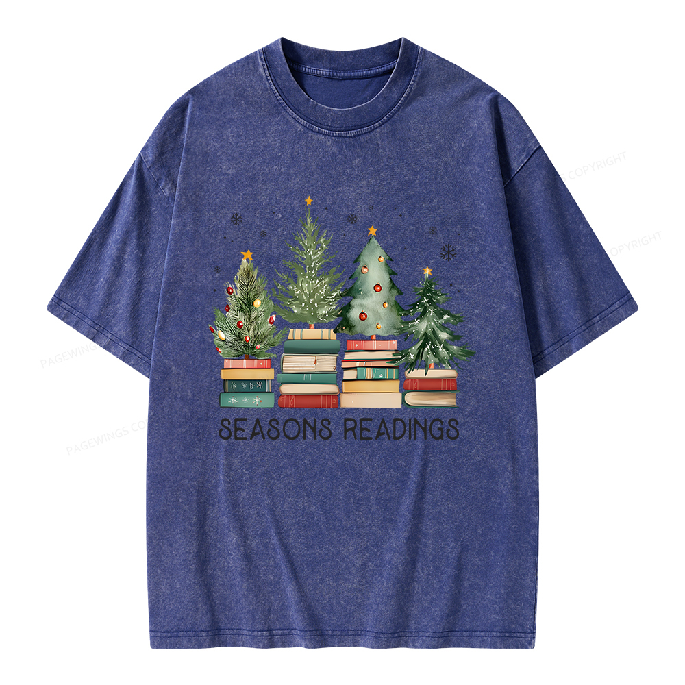 Pagewings Bookish Christmas Unisex Washed T-shirt
