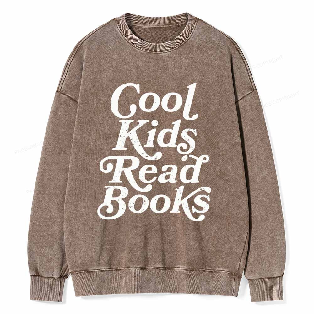Pagewings Cool Kids Read Books Unisex Washed Sweatshirt