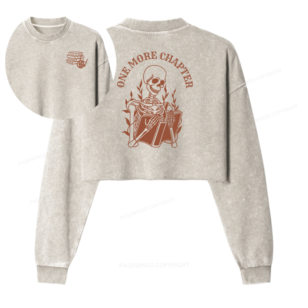 Pagewings One More Chapter Women Washed Crop Sweatshirt