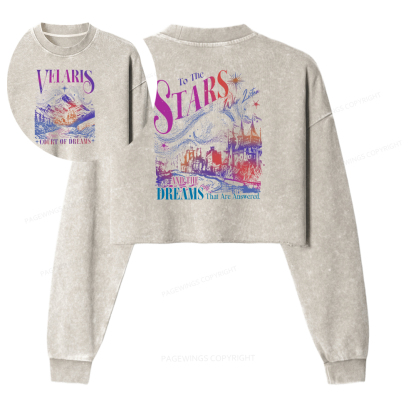 Pagewings Velaris City Of Starlight  Women Washed Crop Sweatshirt