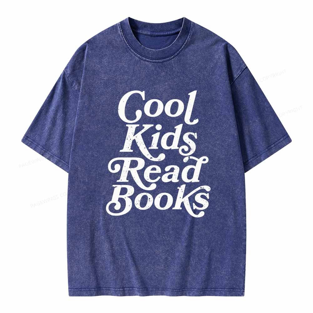 Pagewings Cool Kids Read Books Unisex Washed T-shirt