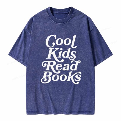 Pagewings Cool Kids Read Books Unisex Washed T-shirt