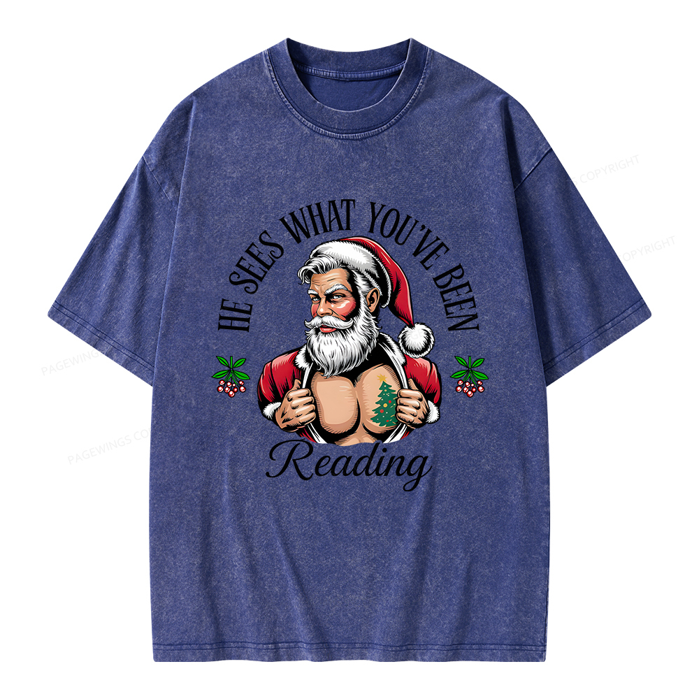 Pagewings He Sees What You've Been Reading Unisex Washed T-shirt