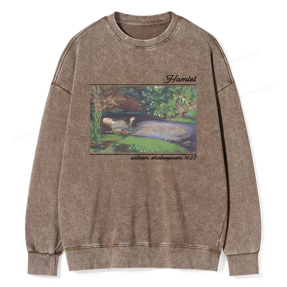 Pagewings Hamlet Ophelia Shakespeare Unisex Washed Sweatshirt