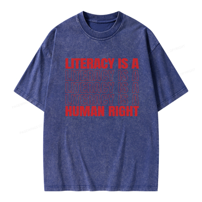 Pagewings Literacy Is A Human Right Unisex Washed T-shirt