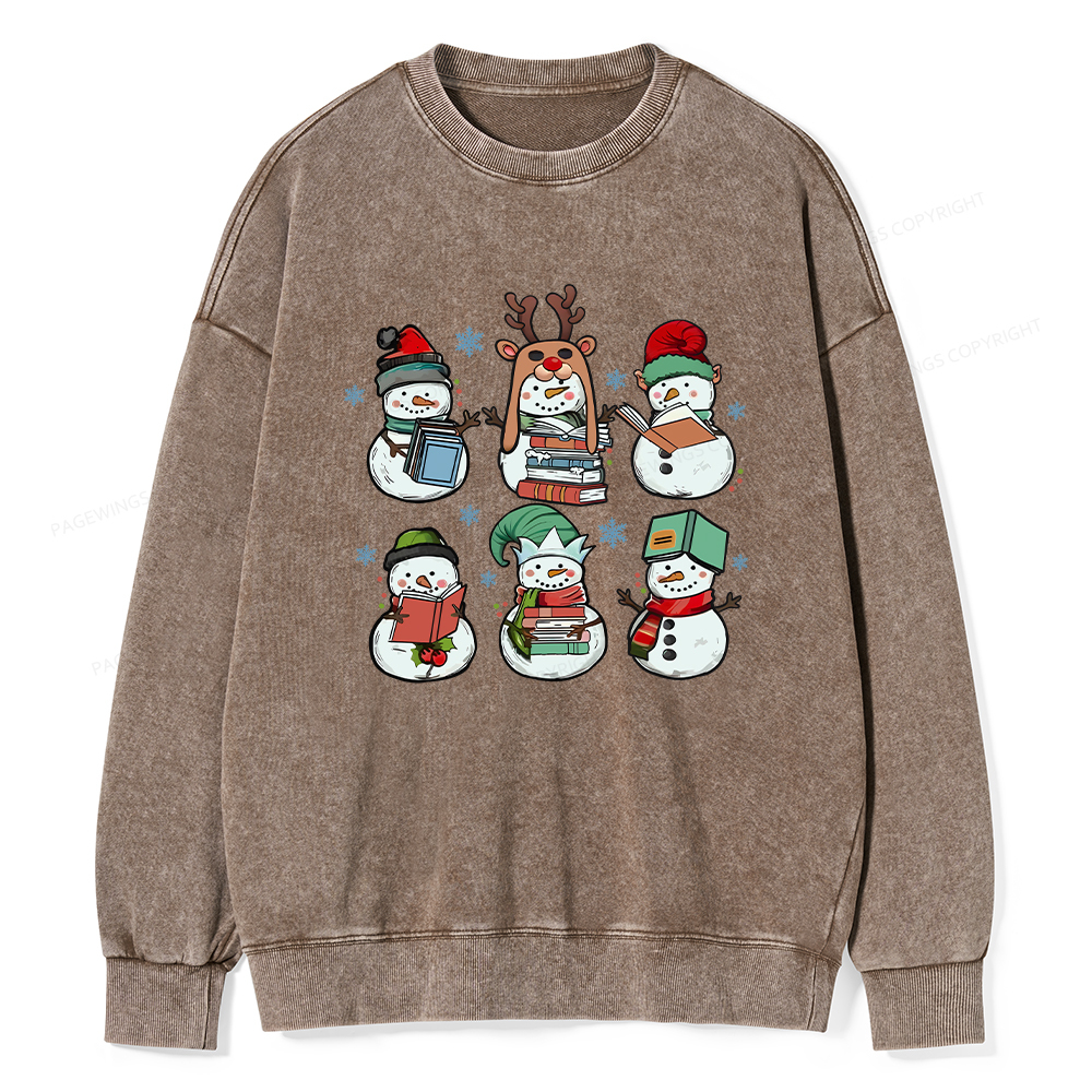 Pagewings Bookish Christmas Unisex Washed Sweatshirt