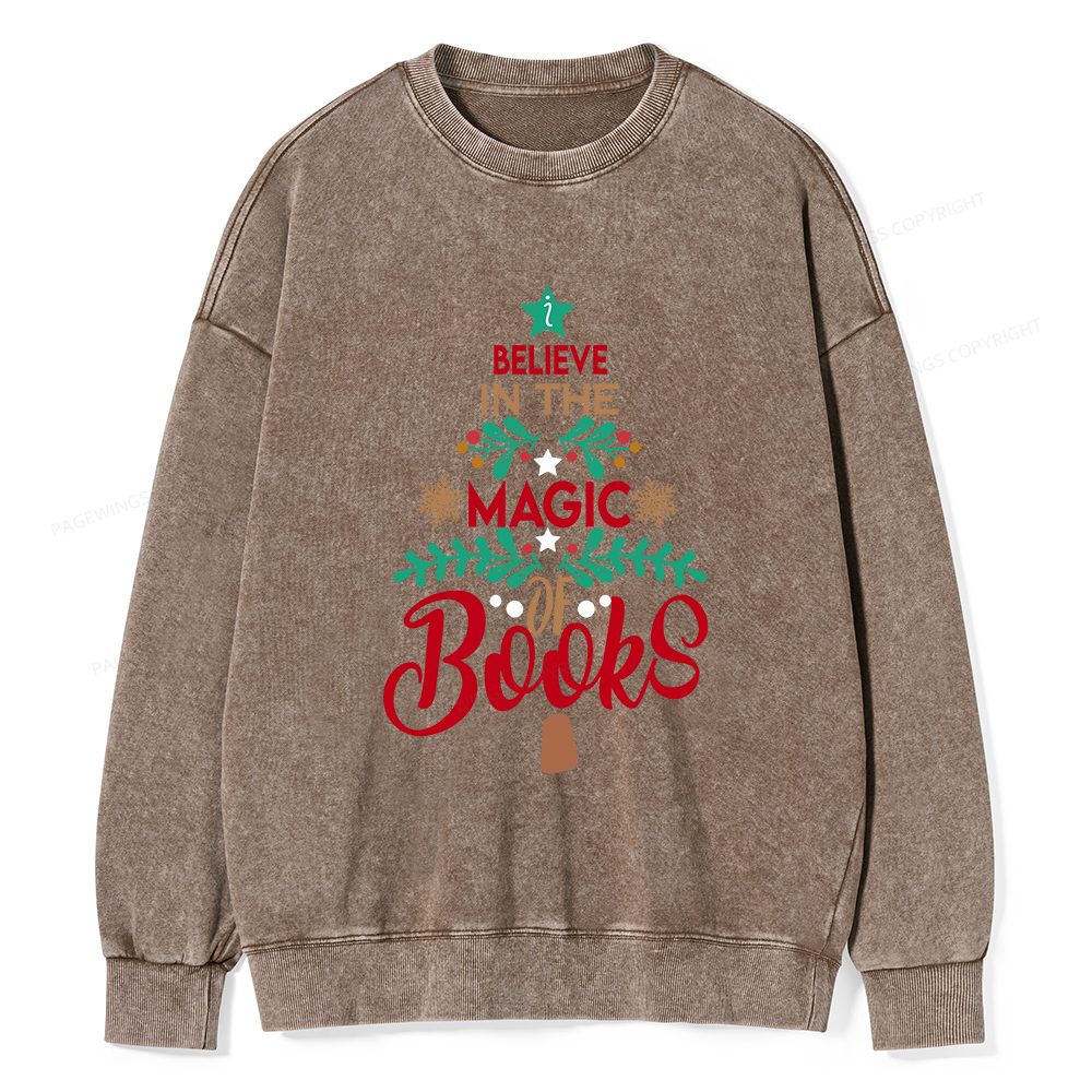 Pagewings Believe In The Magic Of Books Unisex Washed Sweatshirt