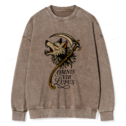 Pagewings Omnis Vir Lupus Unisex Washed Sweatshirt