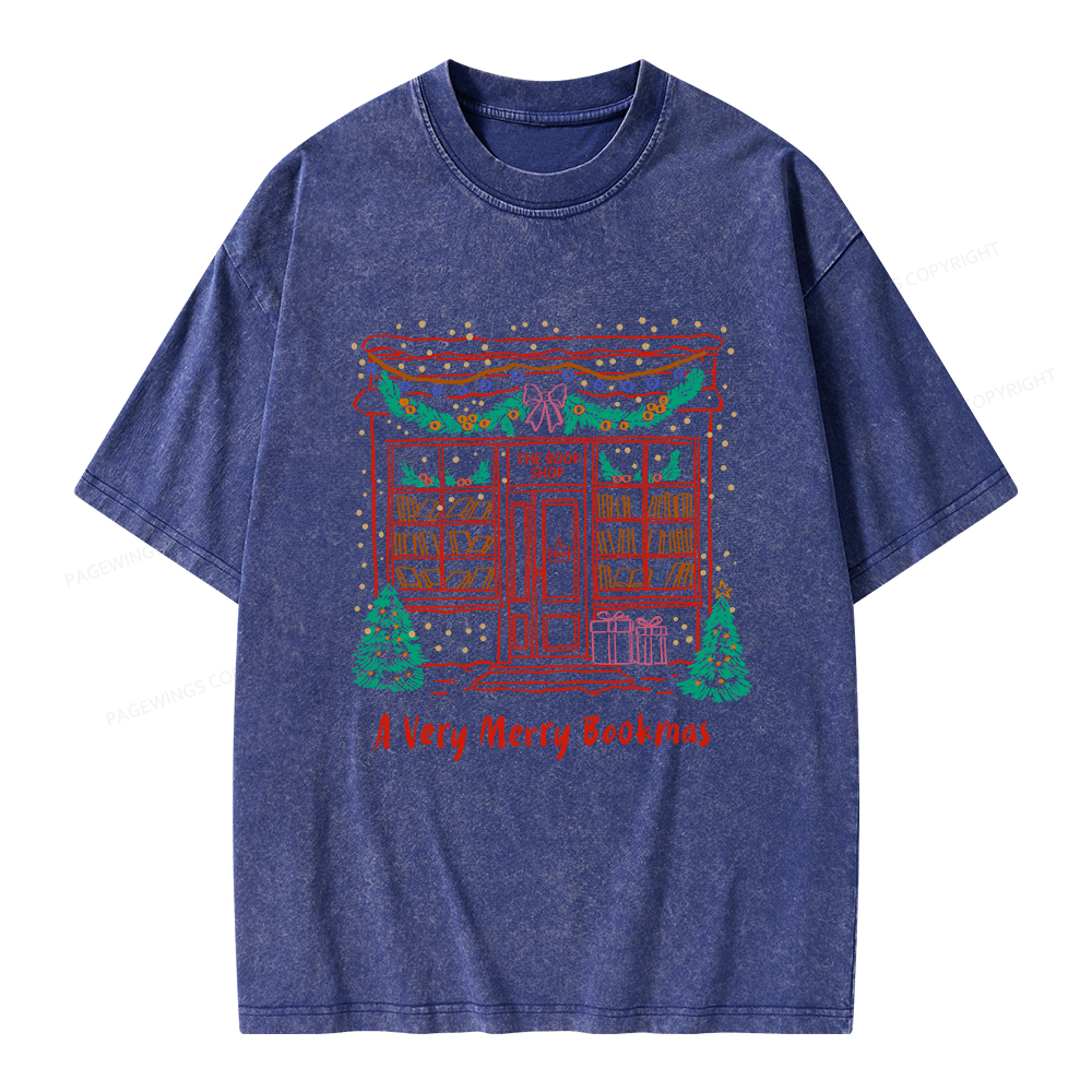 Pagewings Very Merry Bookmas Unisex Washed T-shirt