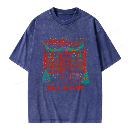 Pagewings Very Merry Bookmas Unisex Washed T-shirt