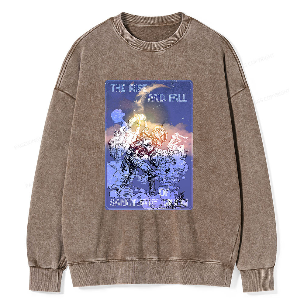 Pagewings The Rise And Fall of Sanctuary Moon Unisex Washed Sweatshirt