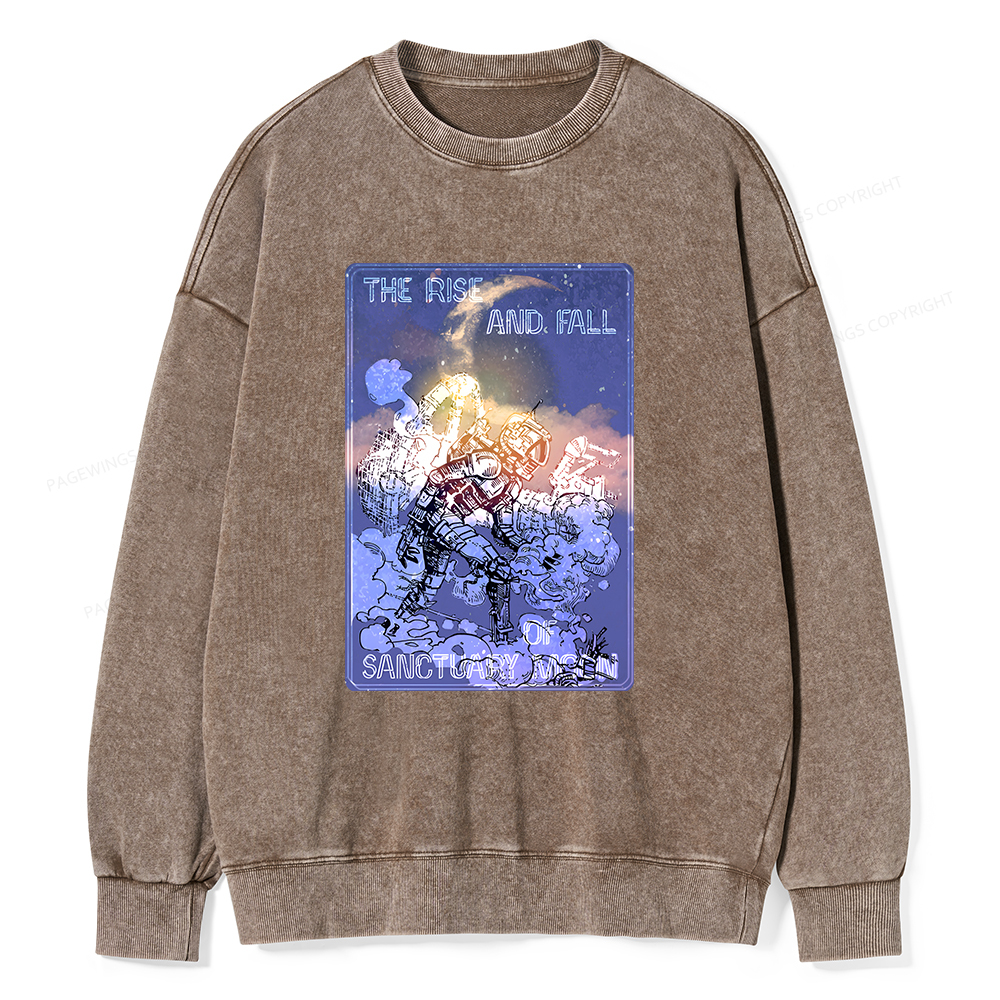 Pagewings The Rise And Fall of Sanctuary Moon Unisex Washed Sweatshirt
