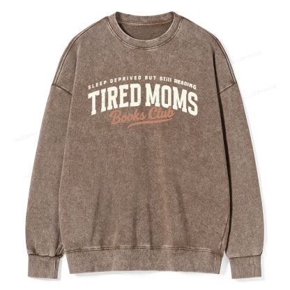 Pagewings Tired Moms Books Club Unisex Washed Sweatshirt