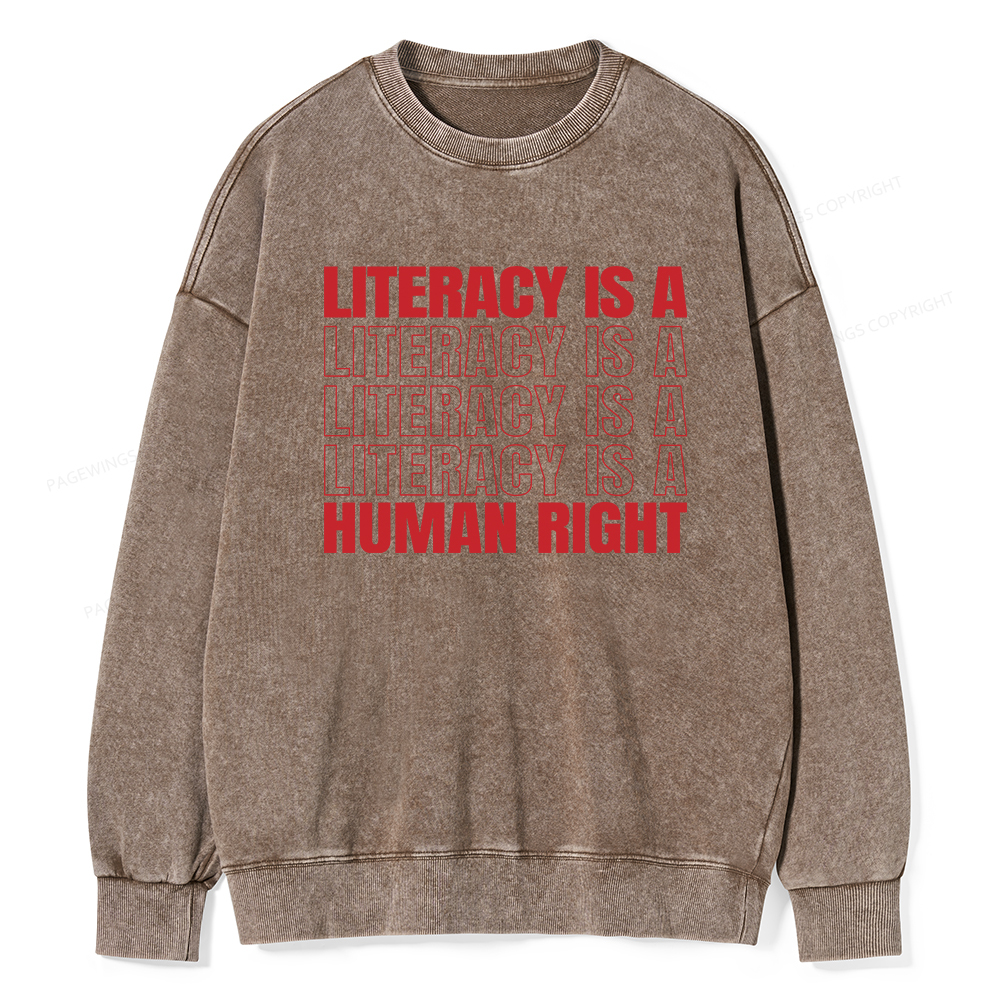Pagewings Literacy Is A Human Right Unisex Washed Sweatshirt