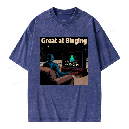 Pagewings Great At Binging Unisex Washed T-shirt