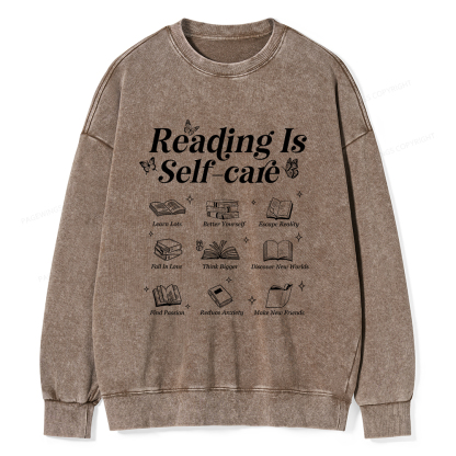 Pagewings Reading Is Self Care Unisex Washed Sweatshirt