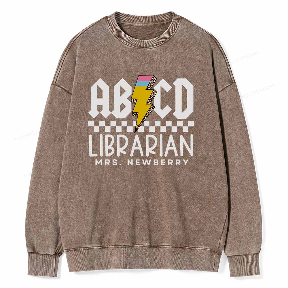 Pagewings Personalized Librarian Shirt TShirts Gift for School Library Sciences Unisex Washed Sweatshirt