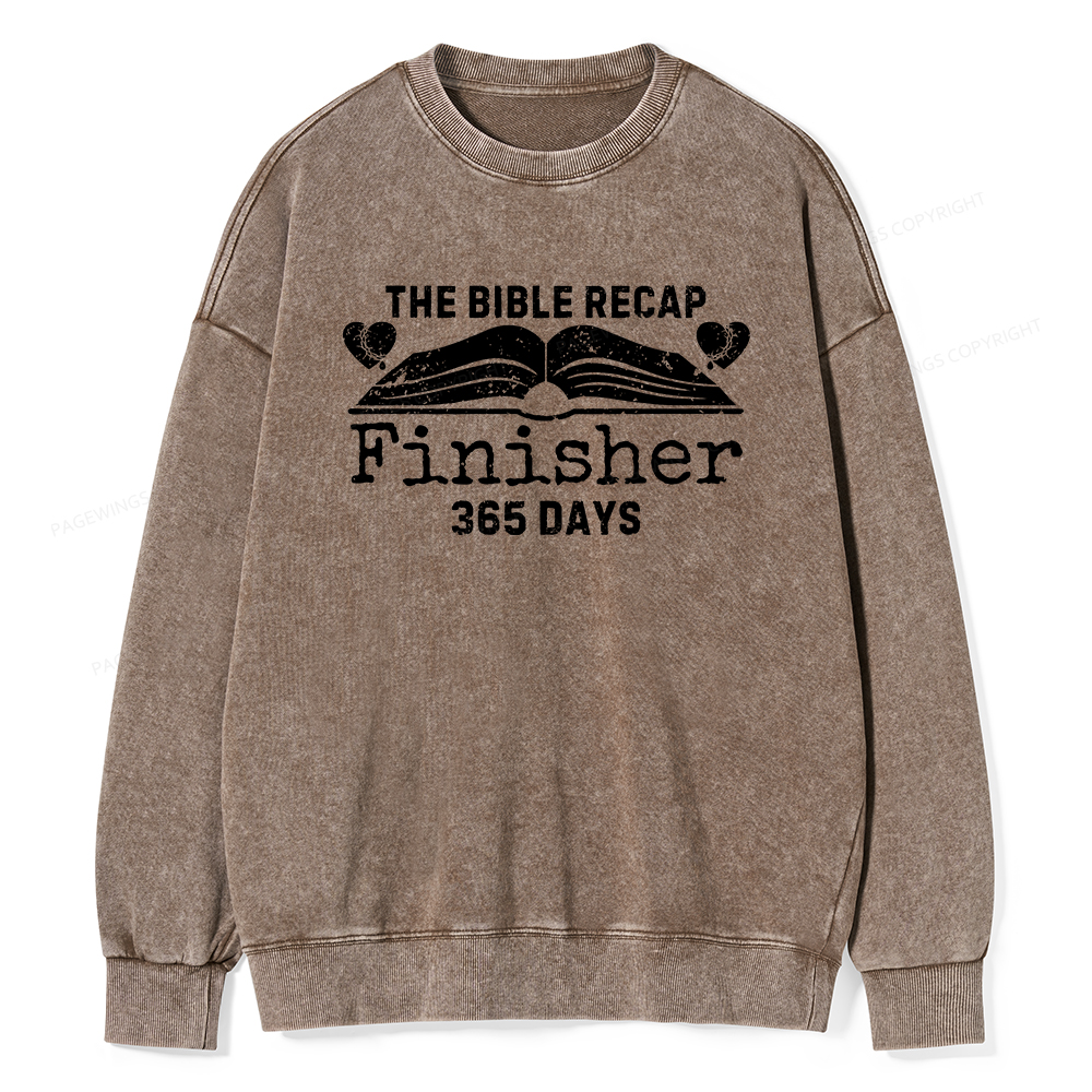 Pagewings  The Bible Recap Finisher 365 Days Unisex Washed Sweatshirt