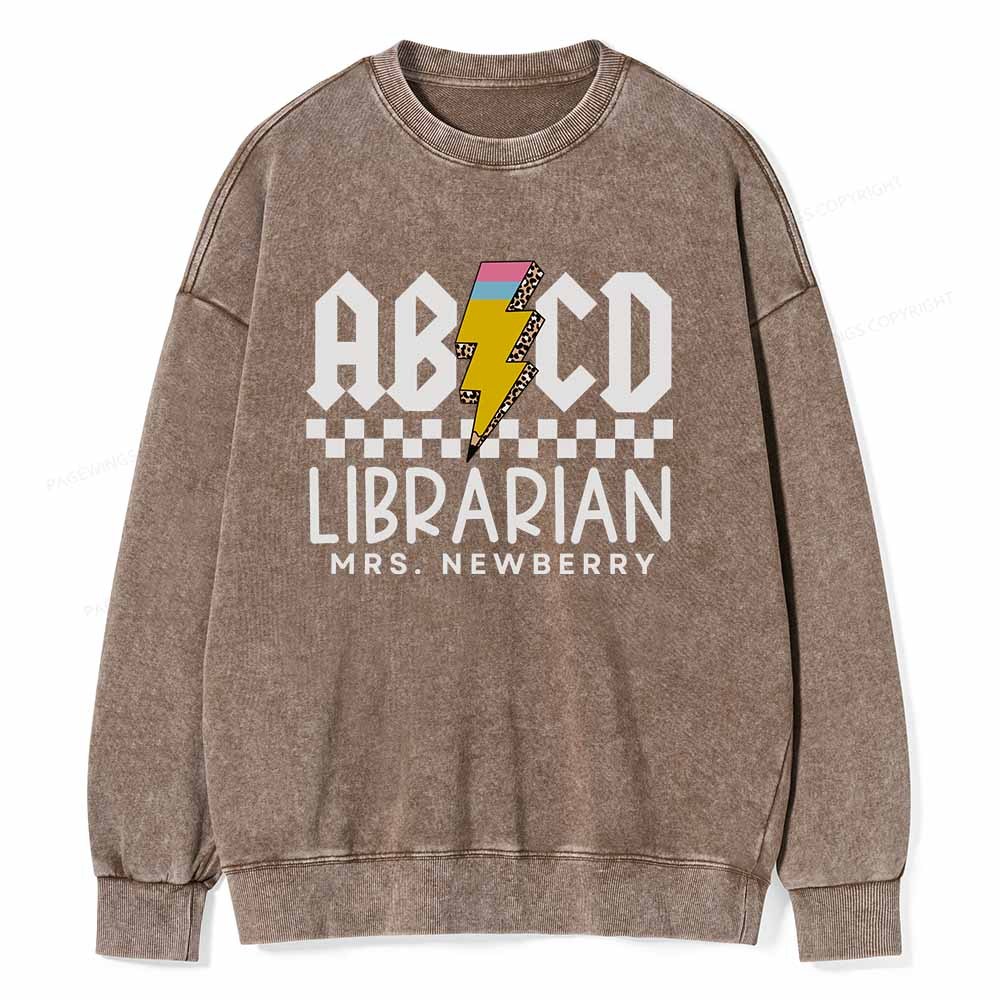 Pagewings Personalized Librarian Shirt TShirts Gift for School Library Sciences Unisex Washed Sweatshirt
