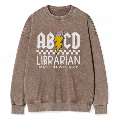 Pagewings Personalized Librarian Shirt TShirts Gift for School Library Sciences Unisex Washed Sweatshirt