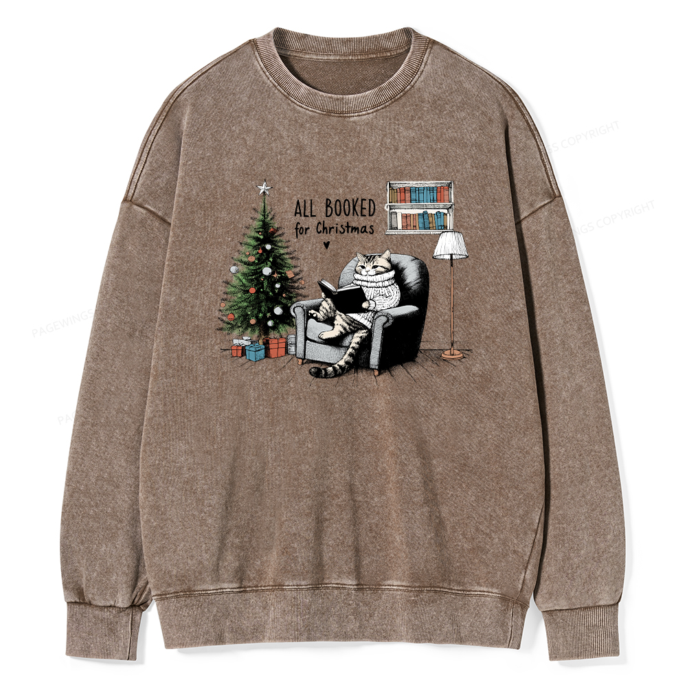 Pagewings All Booked for Christmas Unisex Washed Sweatshirt
