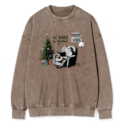 Pagewings All Booked for Christmas Unisex Washed Sweatshirt