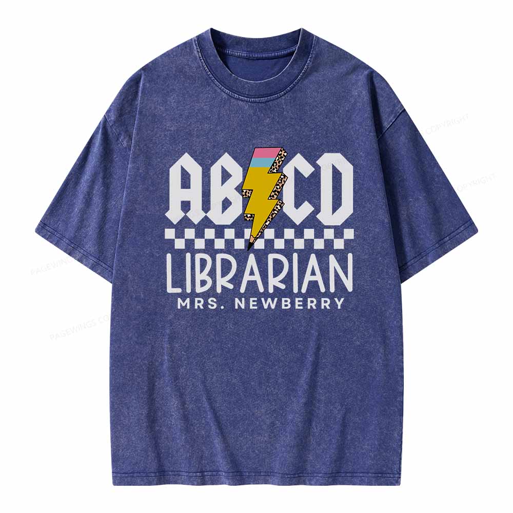 Pagewings Personalized Librarian Shirt TShirts Gift for School Library Sciences Unisex Washed T-shirt