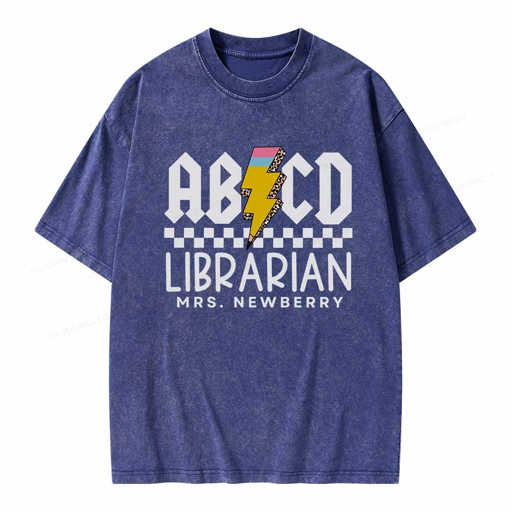 Pagewings Personalized Librarian Shirt TShirts Gift for School Library Sciences Unisex Washed T-shirt