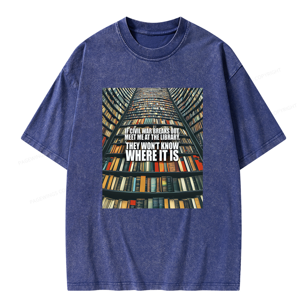 Pagewings Meet Me At The Library Unisex Washed T-shirt