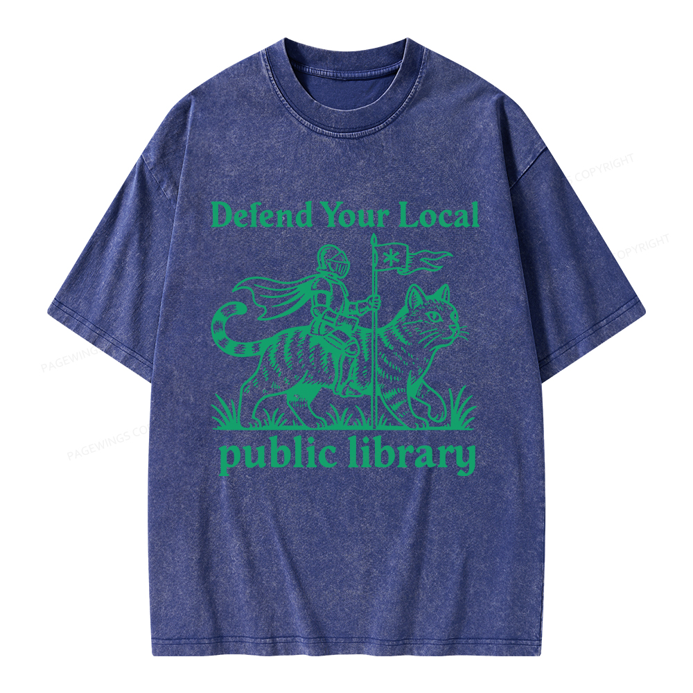 Pagewings Defend Your Local Public Library Unisex Washed T-shirt