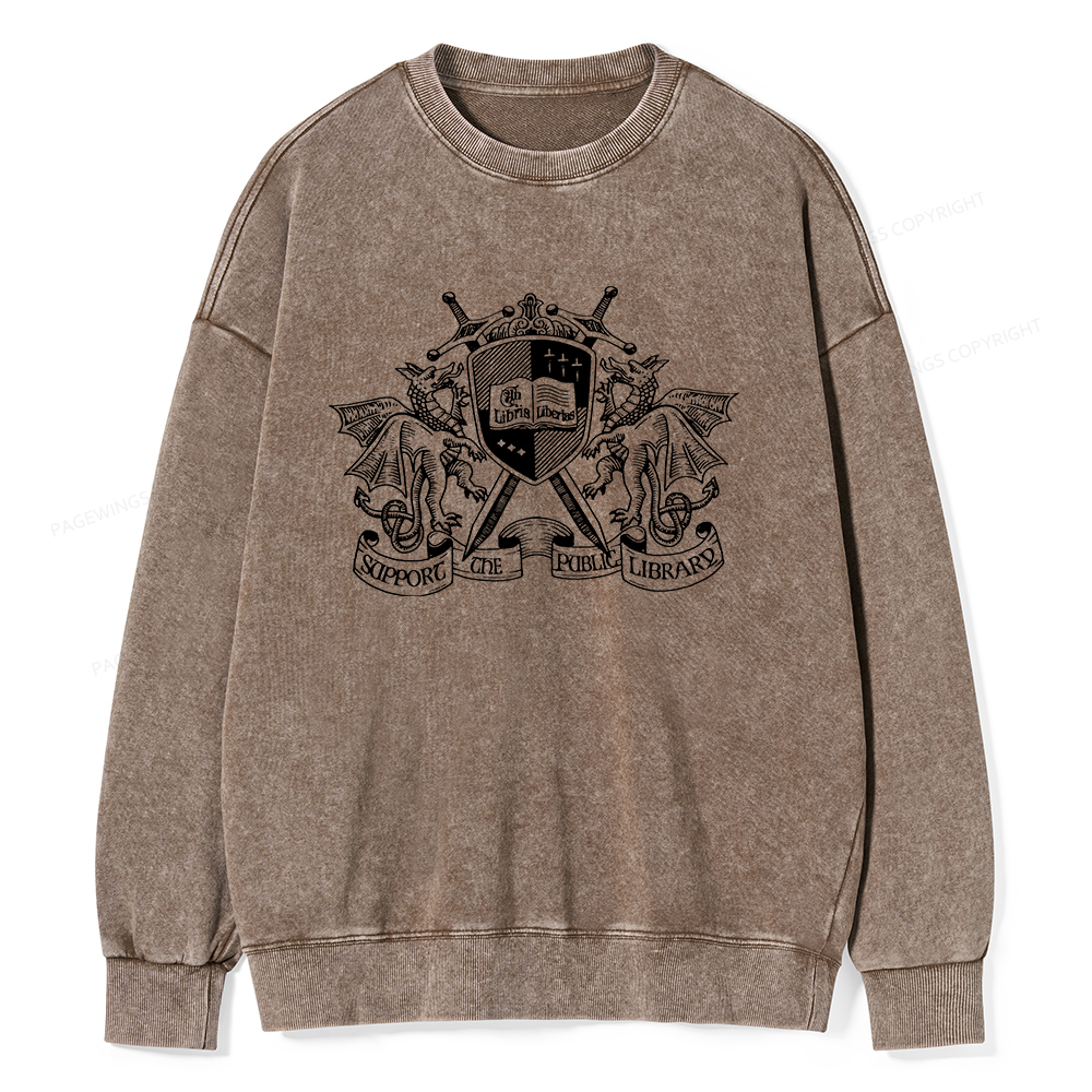 Pagewings Support The Public Library Unisex Washed Sweatshirt