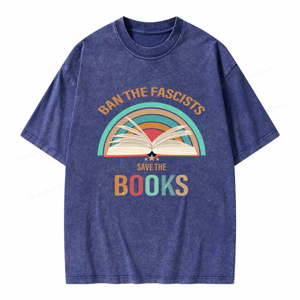 Pagewings Ban The Fascists Save The Books Unisex Washed T-shirt