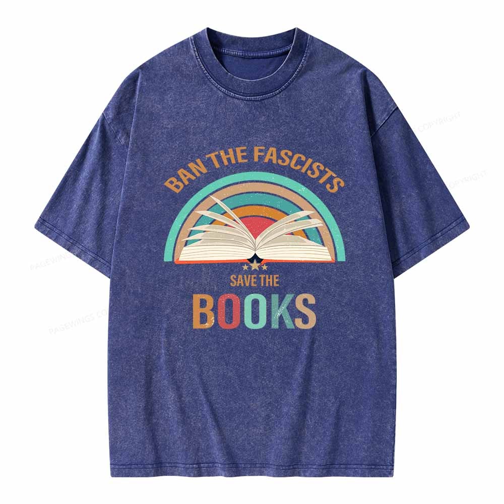Pagewings Ban The Fascists Save The Books Unisex Washed T-shirt