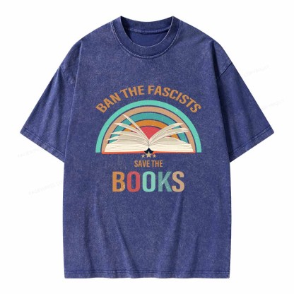 Pagewings Ban The Fascists Save The Books Unisex Washed T-shirt