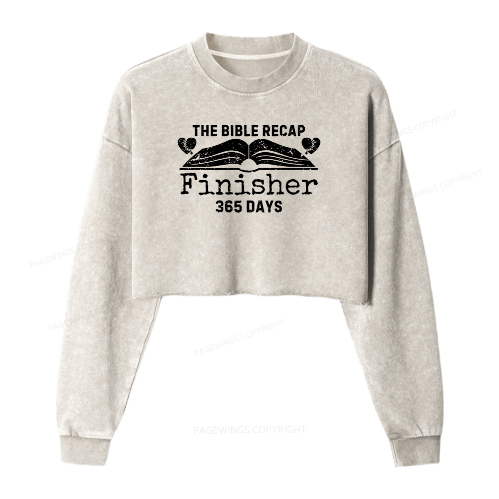 Pagewings The Bible Recap Finisher 365 Days Women Washed Crop Sweatshirt