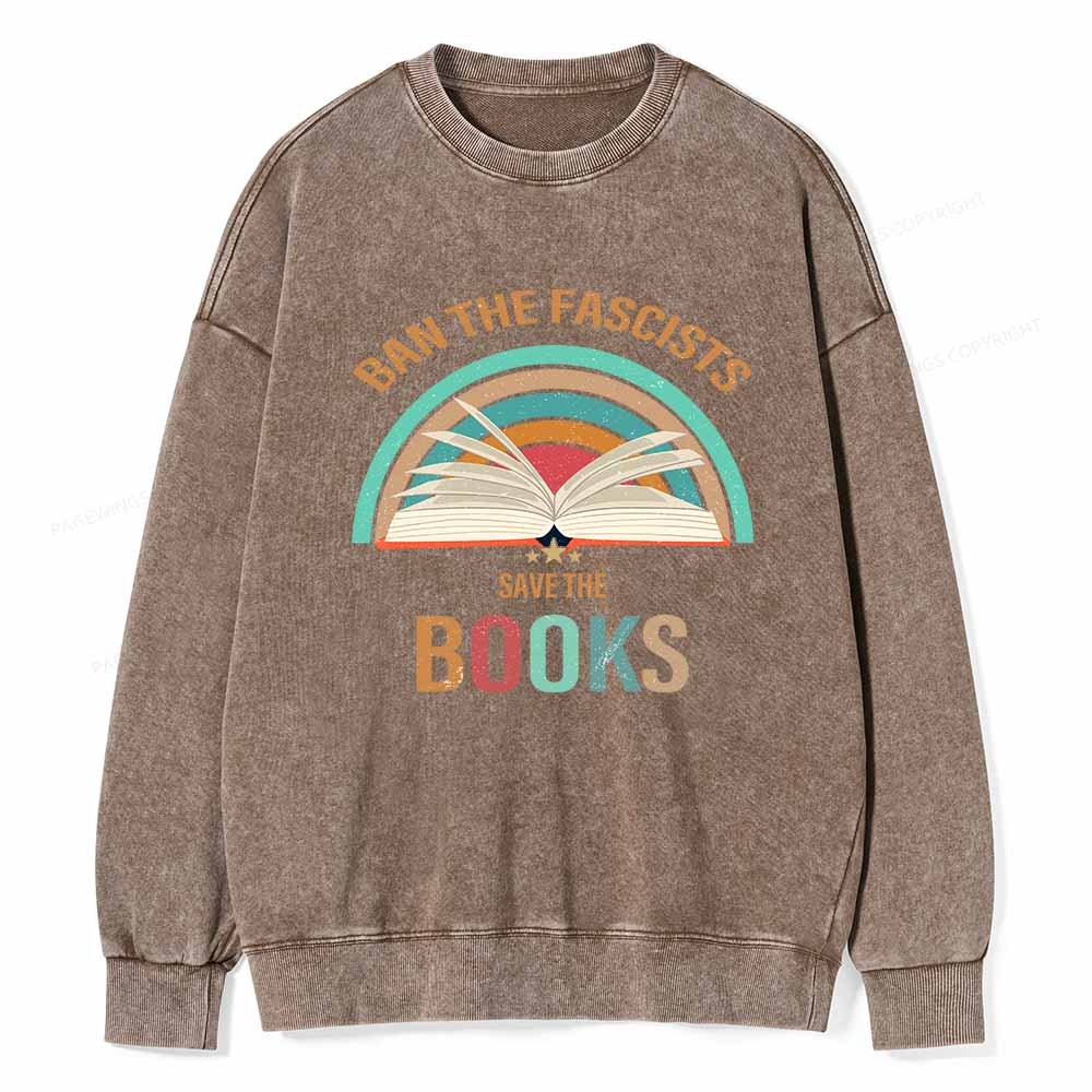 Pagewings Ban The Fascists Save The Books Unisex Washed Sweatshirt