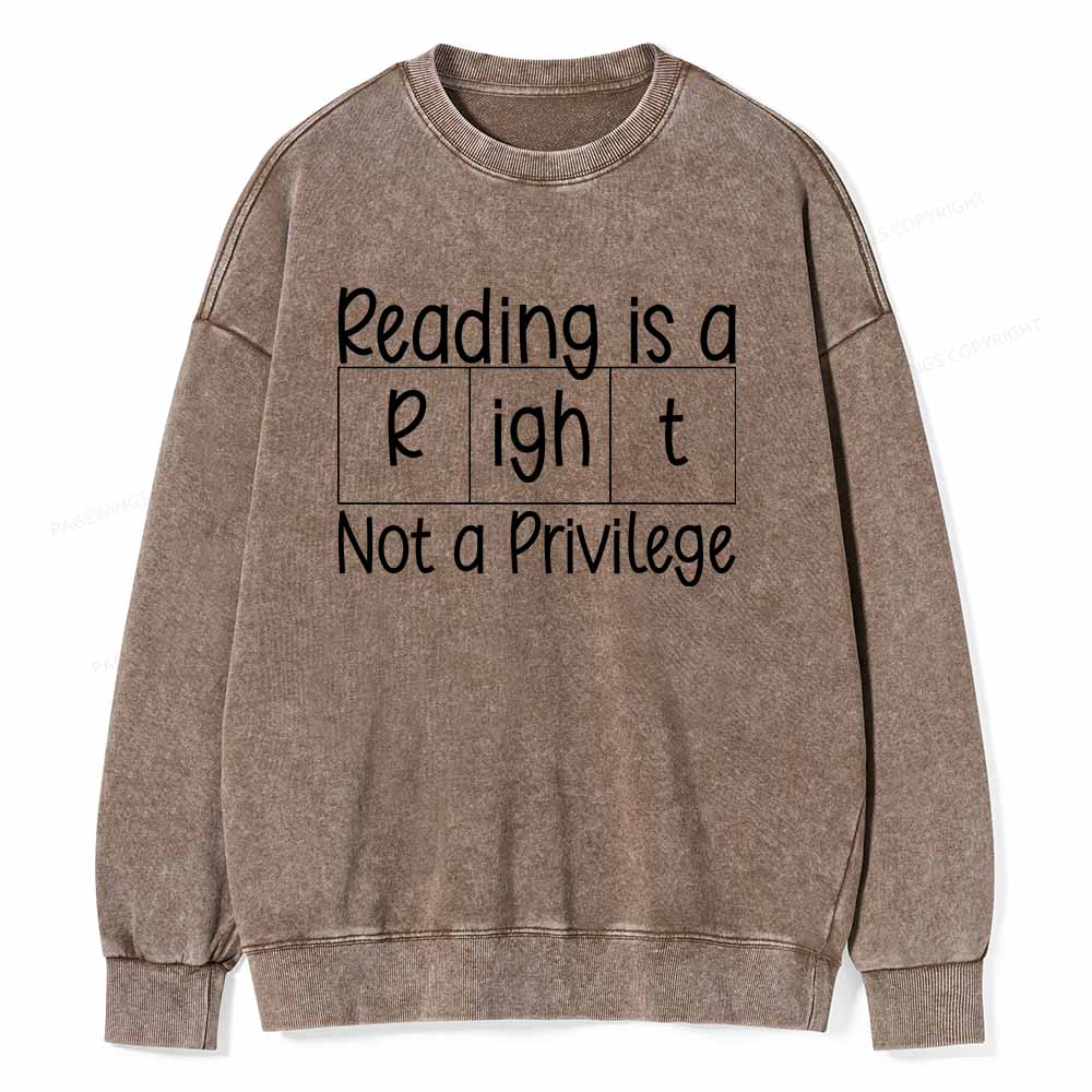 Pagewings Reading is a Right Not a Privilege Unisex Washed Sweatshirt