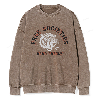 Pagewings Free Societies Read Freely Unisex Washed Sweatshirt