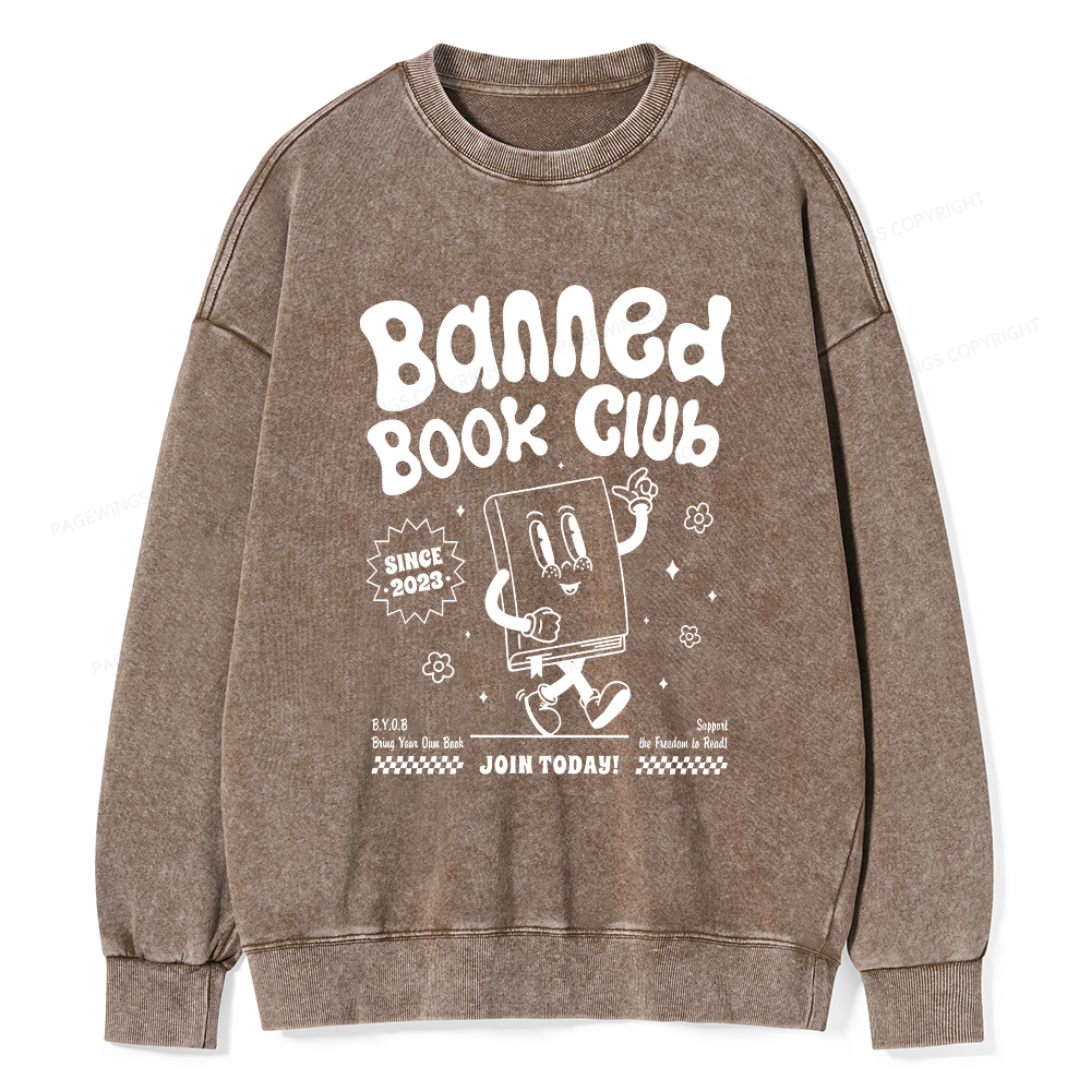 Pagewings Banned Book Club Unisex Washed Sweatshirt