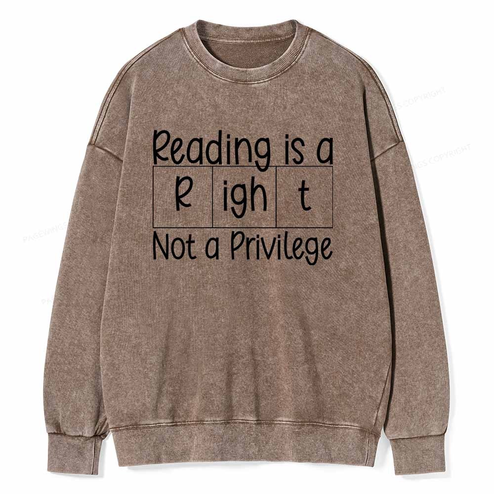 Pagewings Reading is a Right Not a Privilege Unisex Washed Sweatshirt