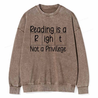 Pagewings Reading is a Right Not a Privilege Unisex Washed Sweatshirt