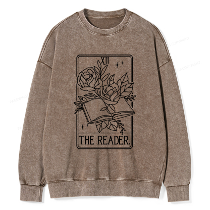 Pagewings The Reader Tarot Card Unisex Washed Sweatshirt