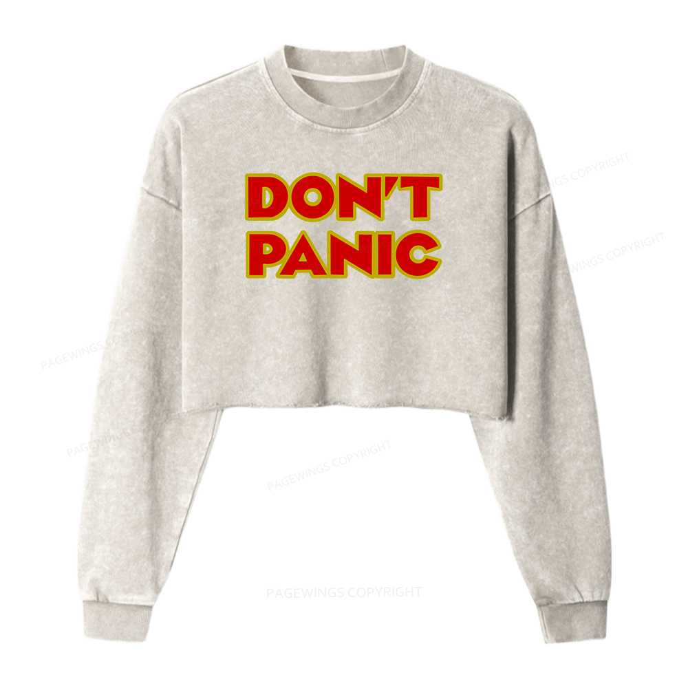 Pagewings Don't Panic Women Washed Crop Sweatshirt