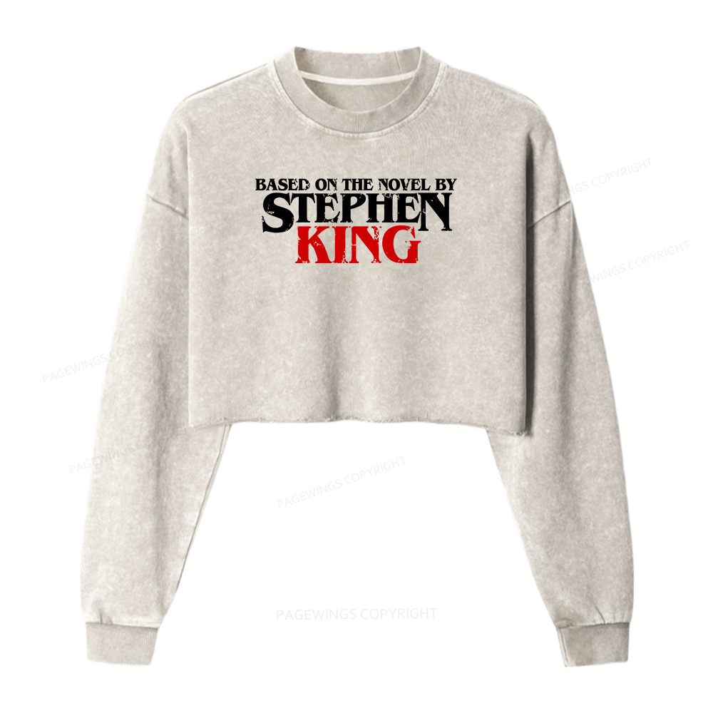 Pagewings Based on the novel by Stephen King Women Washed Crop Sweatshirt