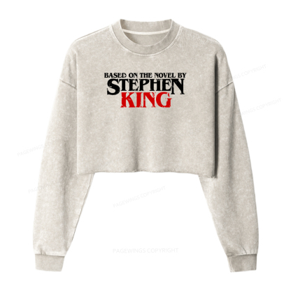 Pagewings Based on the novel by Stephen King Women Washed Crop Sweatshirt