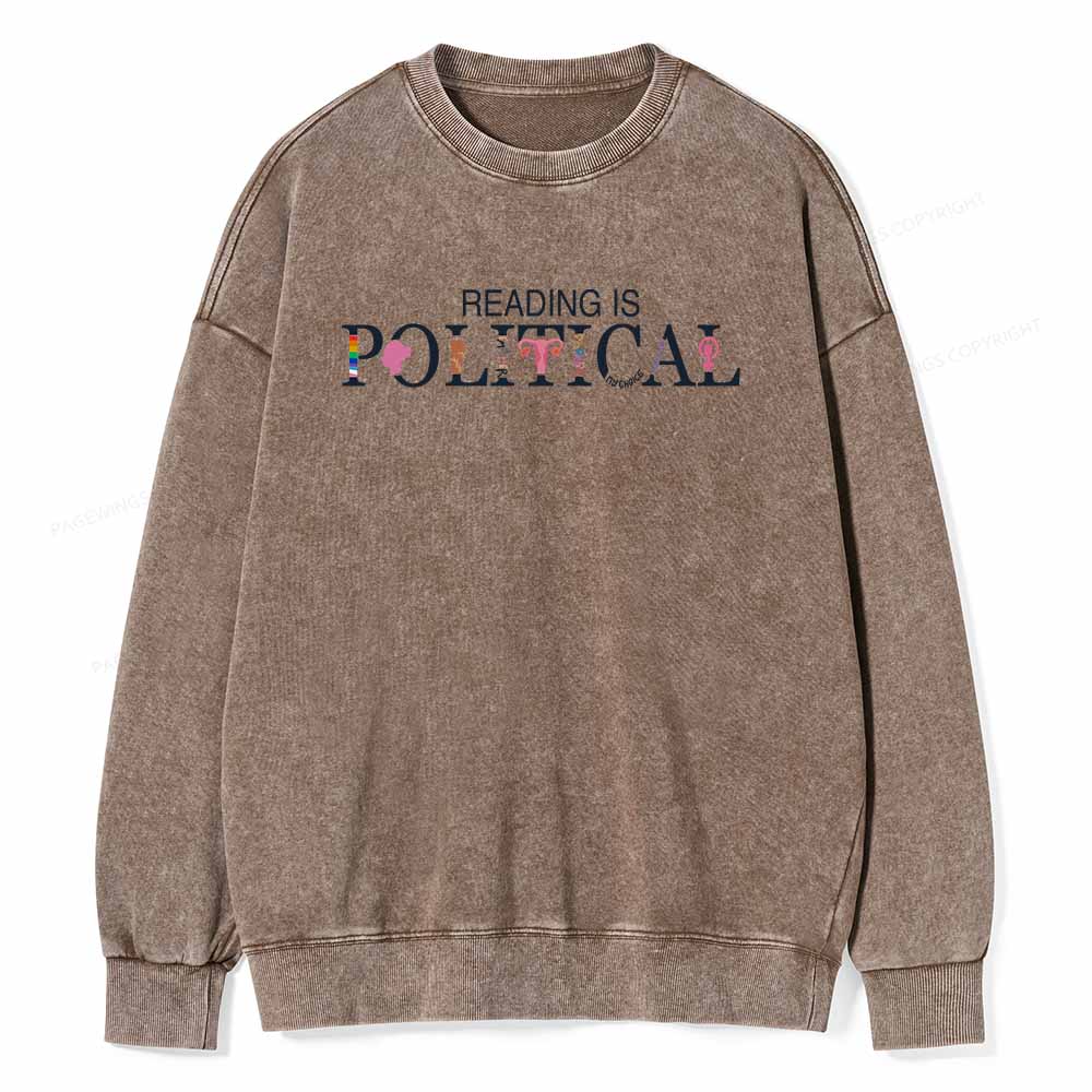 Pagewings Reading is Political Comfort Colors Fantasy Unisex Washed Sweatshirt