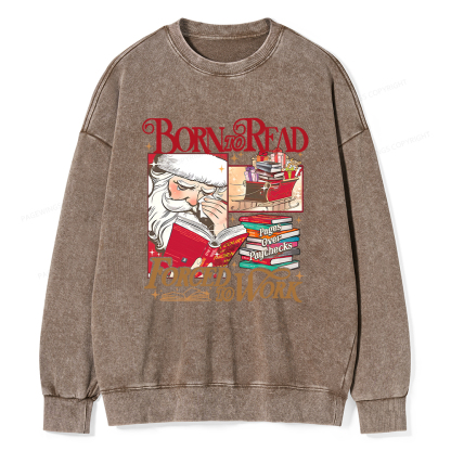 Pagewings Born To Read Forced To Work Unisex Washed Sweatshirt